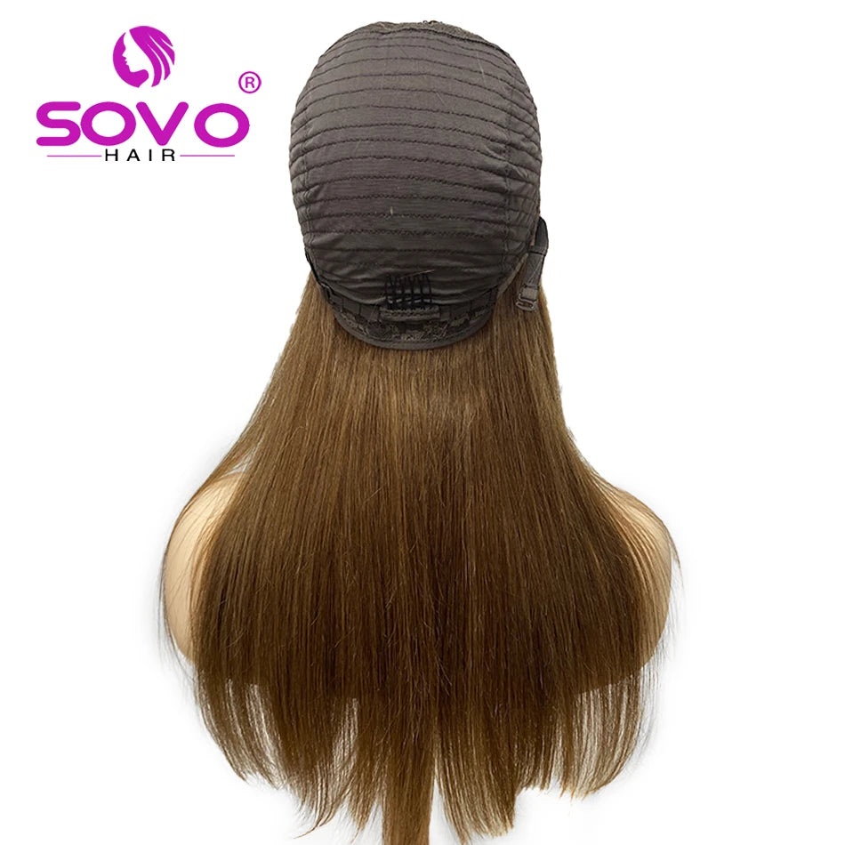 SOVO Human Hair Lace Wigs U Part Human Hair Wig 28 Inch 180 Density Natural Hair 613 Blonde U Shape Wigs Human Hair  For Women