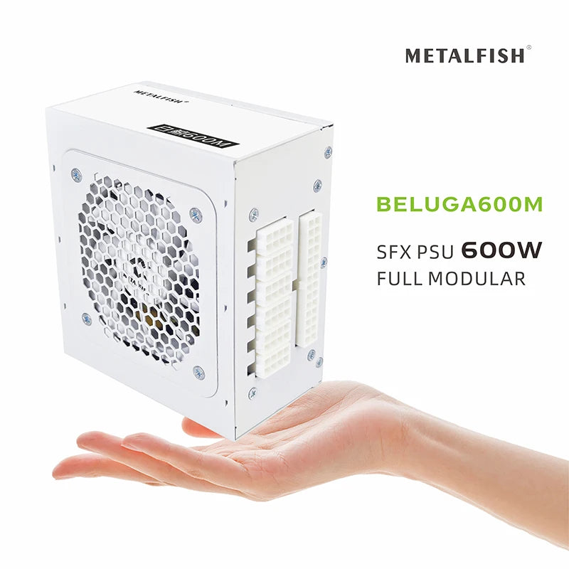 METALFISH SFX 600W PSU White Power Supply Full-Modular For Mini ITX Chassis Small Compact Computer Case 100/220V Input