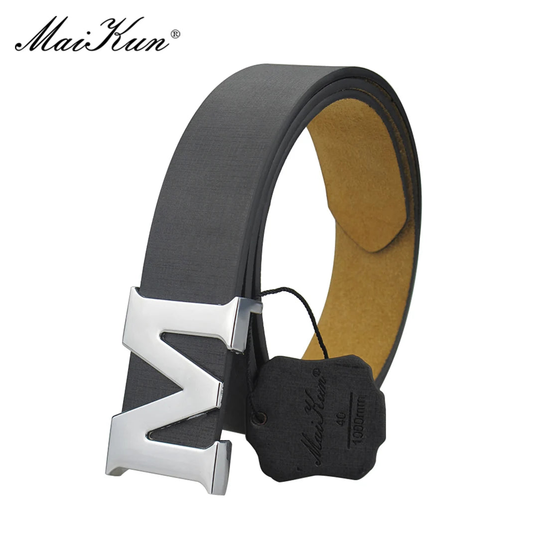 Maikun Women’s Leather Belts Removable Letter M Plate Buckle  High Quality PU Leather Belt  For Jeans Dress Halloween