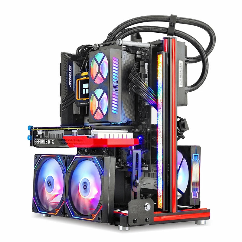 METALFISH BlockCase Aluminum Open Frame Case Support ATX/M-ATX Mainboard GPU Mount Horizontally 240 Liquid Cooler Gaming Cabinet