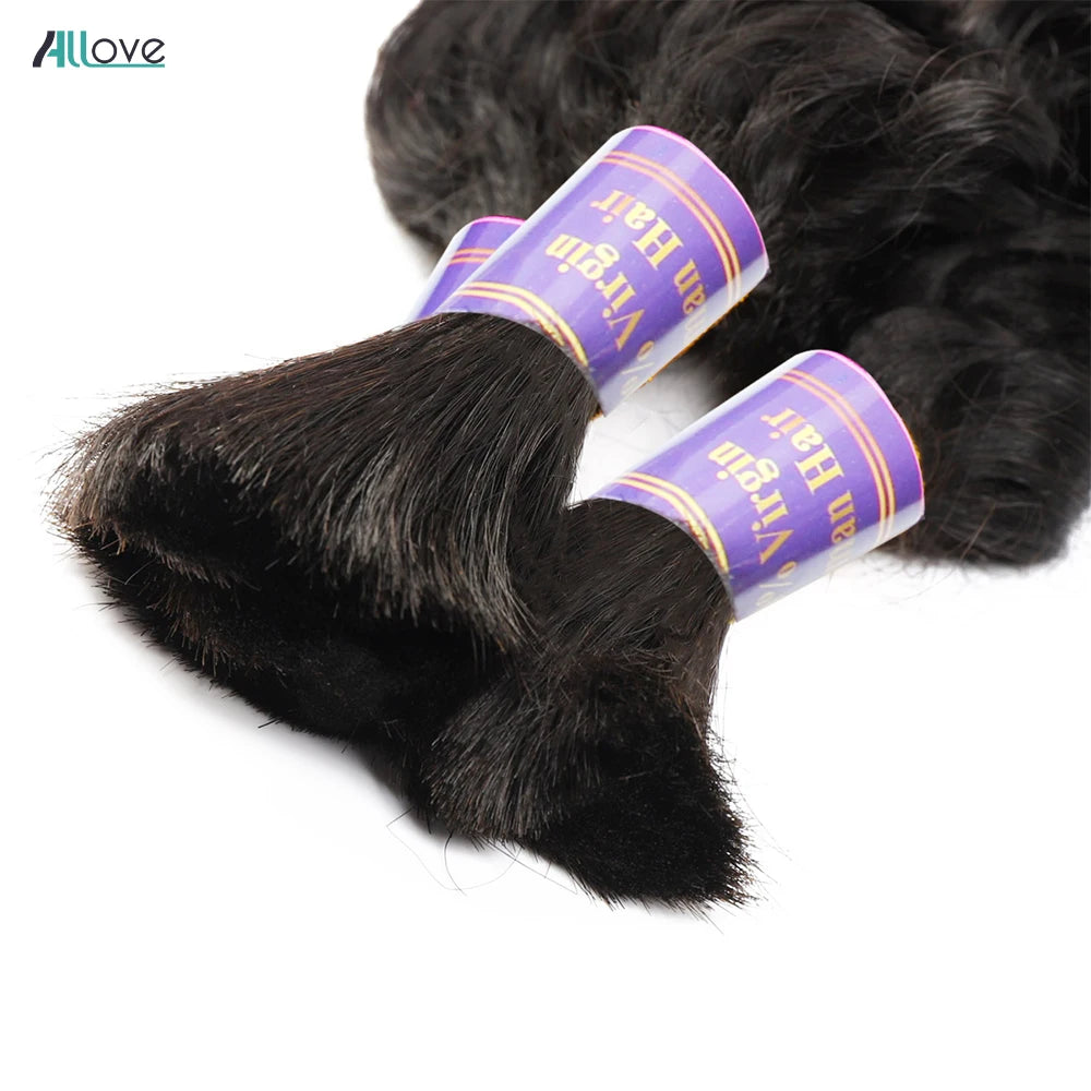 Allove Bulk Human Hair Deep Wave Human Hair For Braiding 100% Unprocessed No Weft Human Hair Bulk Extensions Brazilian Remy Hair