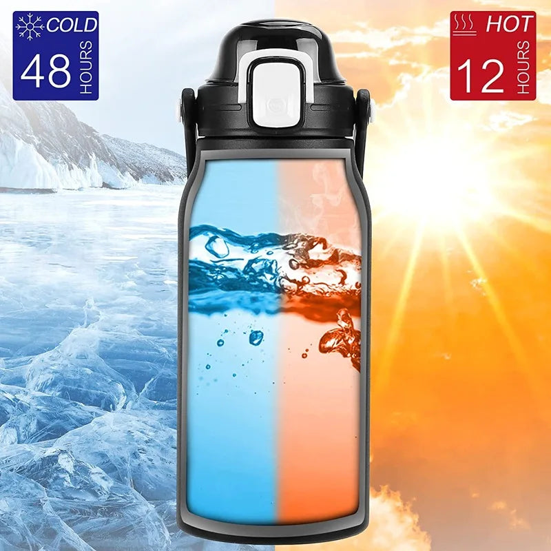 2L Tumbler Thermo Bottle Large Capacity With Straw Stainless Steel Thermal Water Bottle Cold and Hot Thermo Cup Vacuum Flask Gym