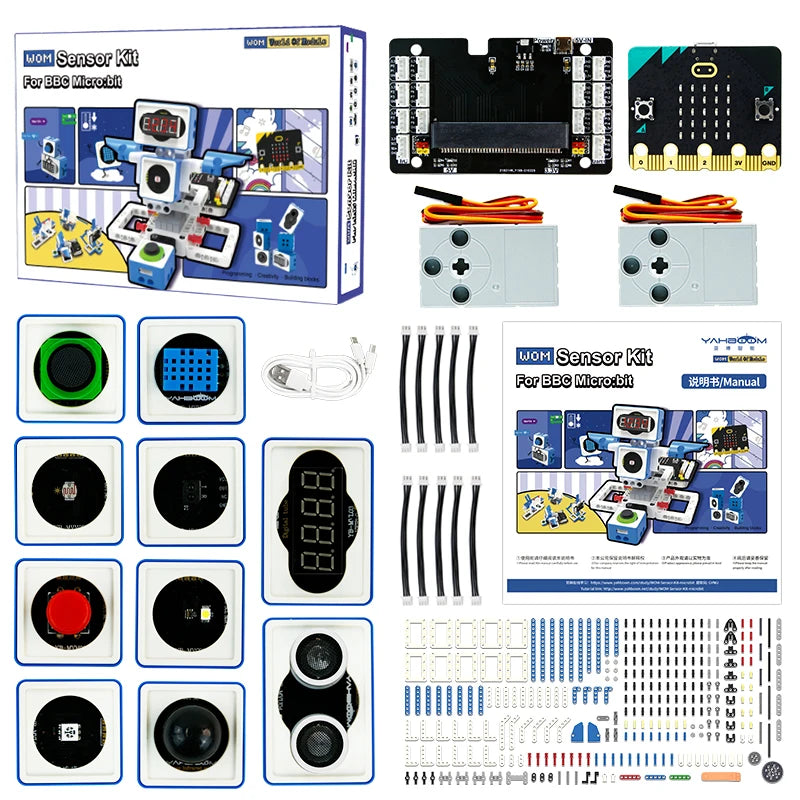 Yahboom 21 в 1 Microbit V2 Robotics Kit DIY Electronic Sensor Kit Программируемая игрушка для детей Поддержка MakeCode Python Programming