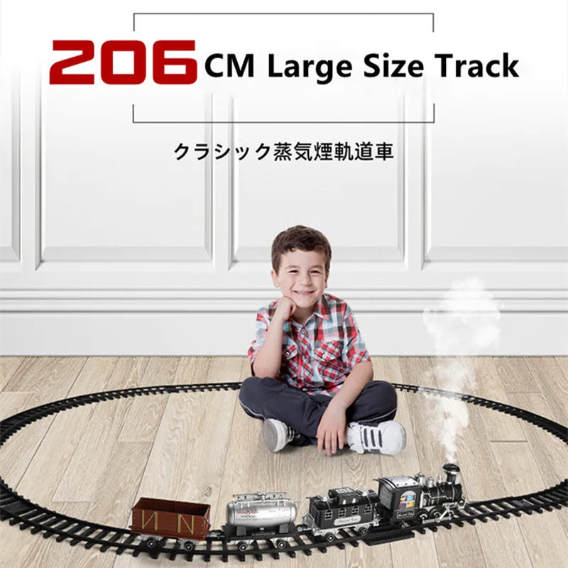 206CM Super Track قطار التحكم عن بعد إضافة الماء والدخان والضوء والموسيقى لغز تعليم التفاعل بين الوالدين والطفل DIY تجميع لعبة RC