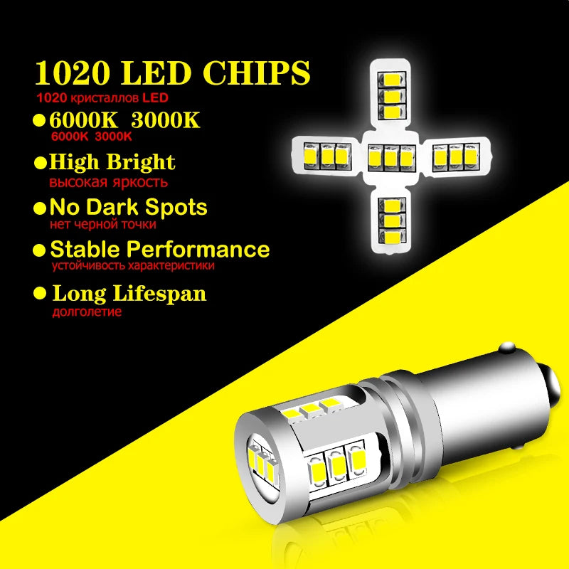 iJDM T4W BA9S LED Blub BAX9S H21W BAY9S LED 12V 24V H6W H5W LED لضوء الضباب الخلفي للسيارة أحمر أبيض مصباح عكسي لركن السيارة 6000K