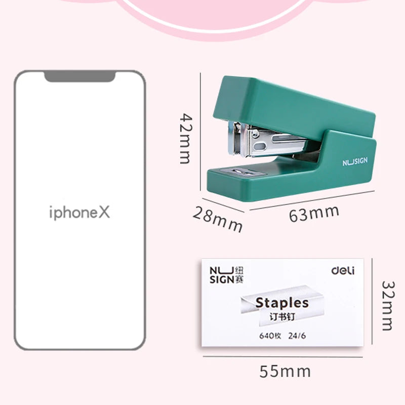 DELI Mini Stapler Set Portable Color Paper Binding Machine Use 24/6 26/6 Staples Fashion Stationery Office Supplies