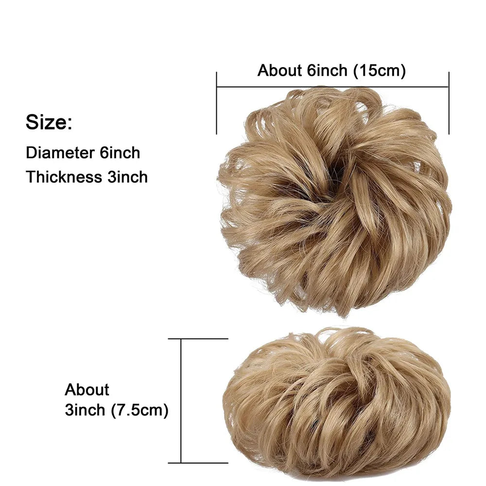 Synthetic Hair Bun Wig Ladies Ponytail Hair Extension Scrunchie Elastic Wave Curly Hairpieces Scrunchie Wrap