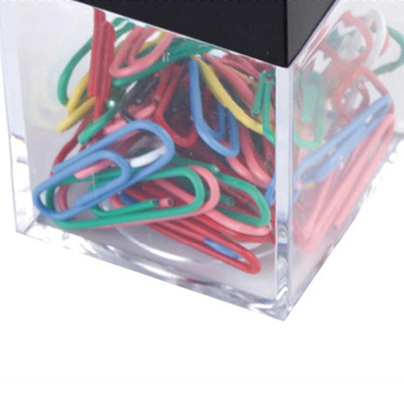 57EC Durable Clear Magnetic Paper Clip Dispenser Metal Pin Organizer Holder Box Large Capacity for School Office