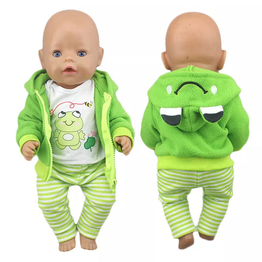 2023 New Cute frog Suits Fit For 43cm Baby Doll 17 Inch Reborn Baby Doll Clothes