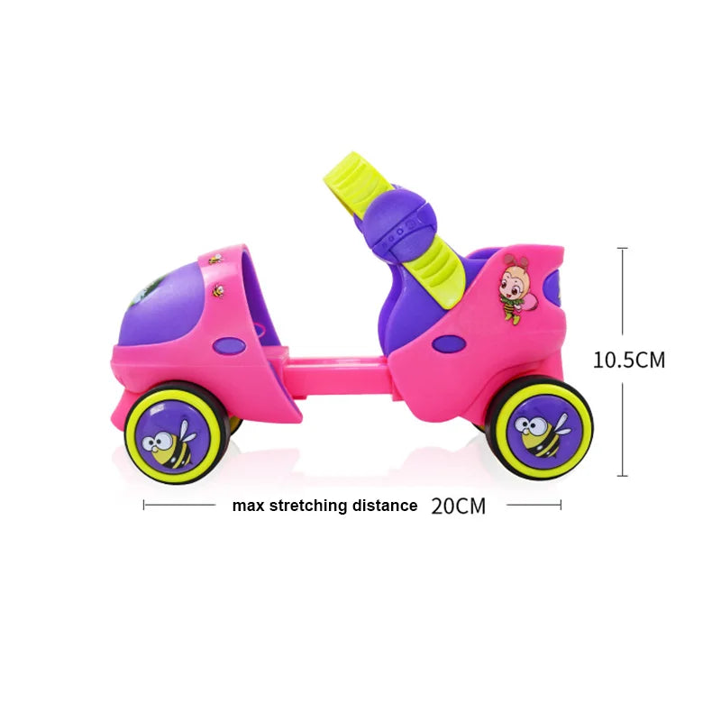 Adjustable Children Roller Skates With Safety Off Button Resistance Material Double Row 4 Wheels Skating Shoes