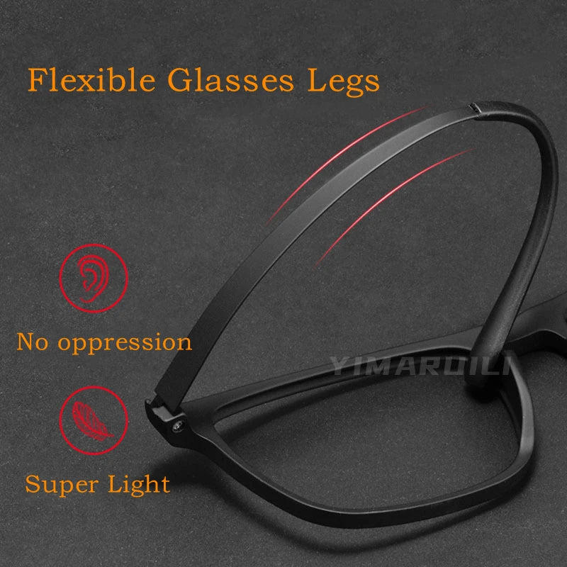 YIMARUILI Ultra Light Fashion Square Comfortable Big Eyeglasses Pure Titanium Optical Prescription Men's Glasses Frames HR3068