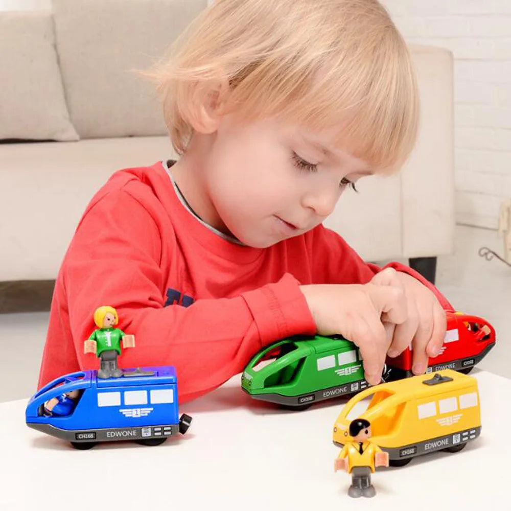 Wooden RC Train Railway Accessories Remote Control Electric Train Magnetic Rail Car Fit For All Brands Train Track Toys For Kids