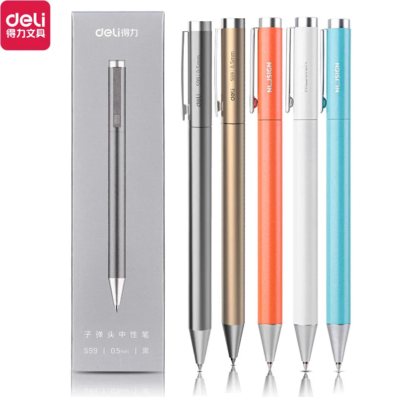 Xiaomi Deli Metal Gel Pen Rollerball Caneta ручка Шариковая ручка 0,5 мм Ручки для подписи для офиса Студенты Бизнес Канцелярские принадлежности