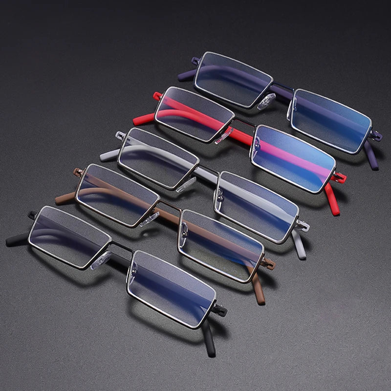 May Flower Metal Anti-Blue Light Reading Glasses Men Half Frame Prescription Eyeglasses Male TR90 Eyewear With Case óculos +1.75