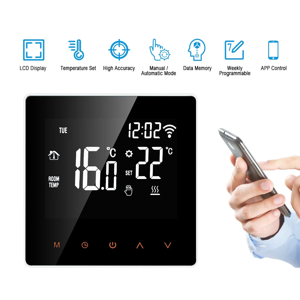 AVATTO Tuya WiFi Smart Thermostat, электрический подогрев пола, водонагреватель/газовый котел, пульт дистанционного управления температурой для Google Home, Alexa