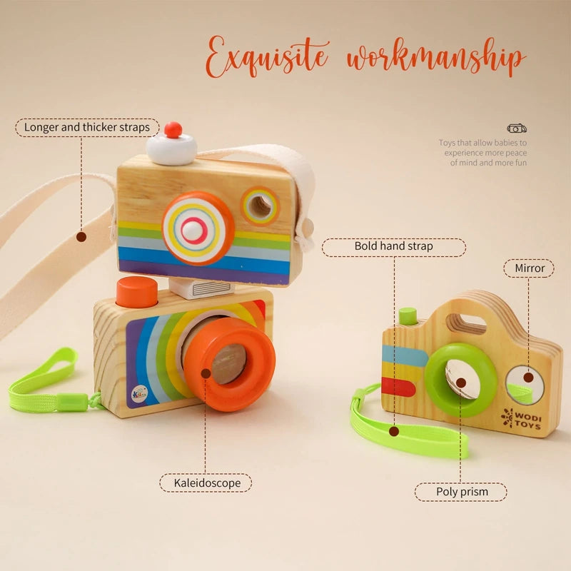 Wooden Fashion Camera Baby Toys Pendant Baby Block Montessori Toys for Children Wooden DIY Presents Nursing Gift Outdoor Toys