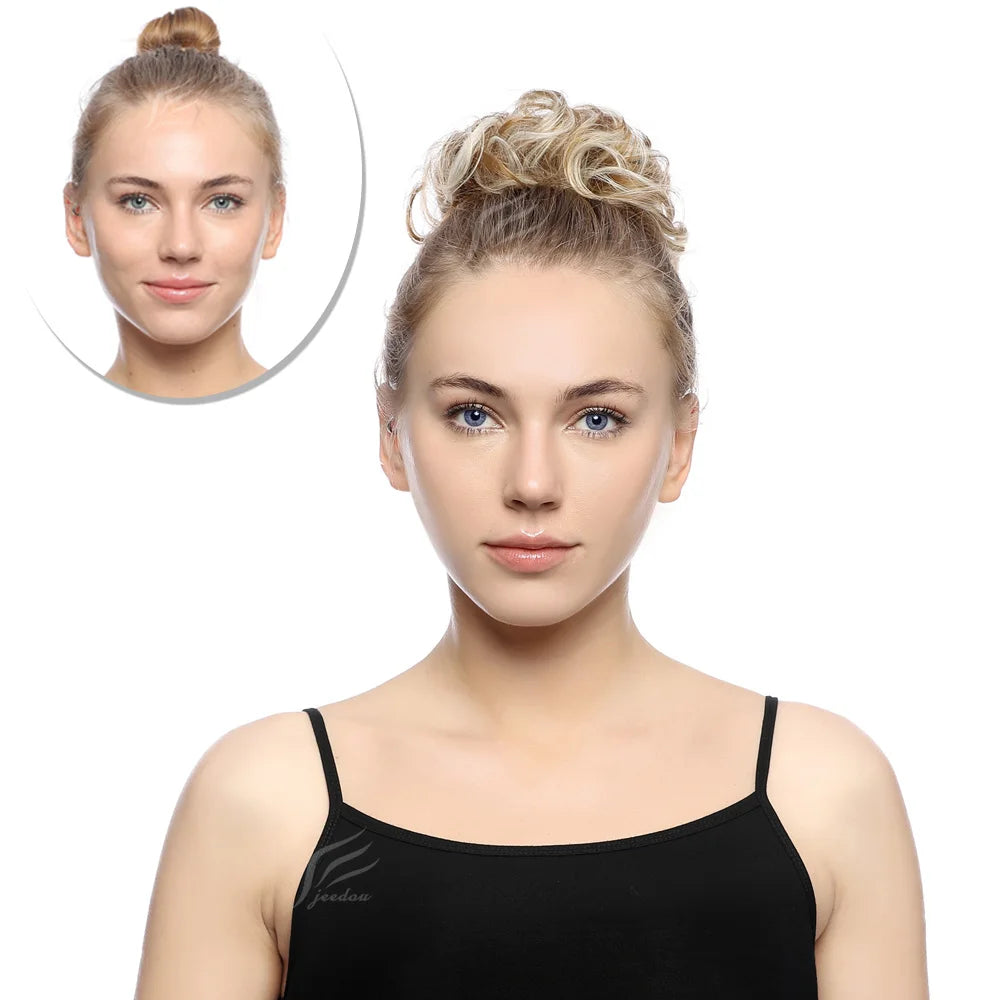 Jeedou Messy Bun Шиньон Пончик Подушечки Для Волос Эластичная Веревка Для Волос Резинка Синтетическая Шиньон Аксессуары Для Волос для Женщин