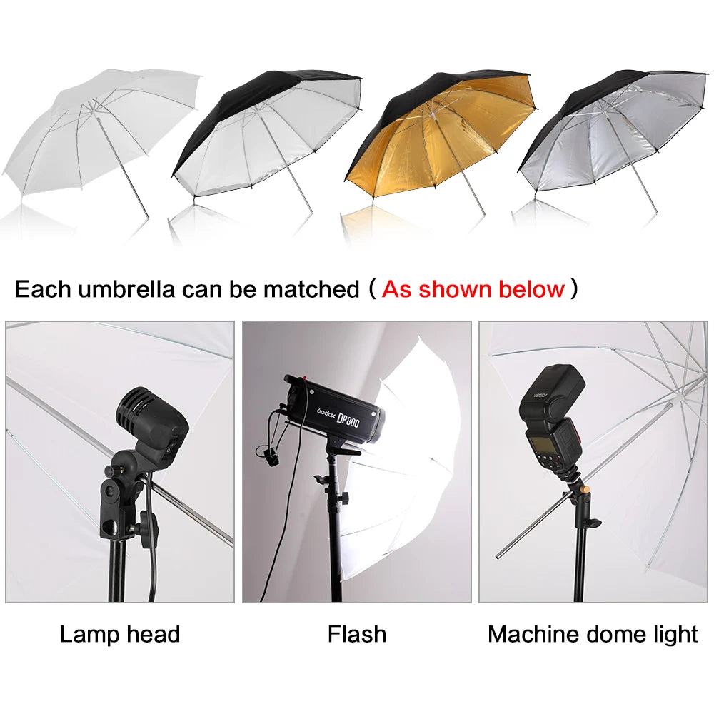 4 Pcs 83cm Photo Studio Umbrella Photography Photo Video Light White Reflector Umbrella Without Stand Gold Sliver Black 3 Color