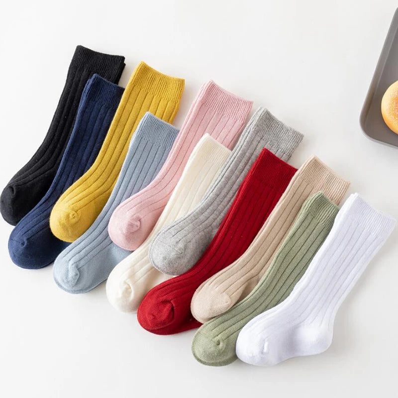 13 Colors Boys And Girls Cotton Socks Casual Ribbed Knee High Baby Long Tube Socks Bootes Socks Children Leg Warmers Socken