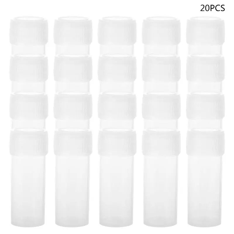 20Pcs 5ml Plastic Test Tubes Vials Sample Container Powder Craft Screw Cap Bottles for Office School Chemistry Supplies