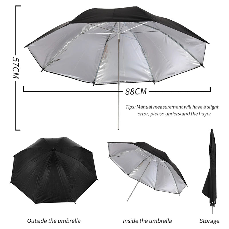 4 Pcs 83cm Photo Studio Umbrella Photography Photo Video Light White Reflector Umbrella Without Stand Gold Sliver Black 3 Color