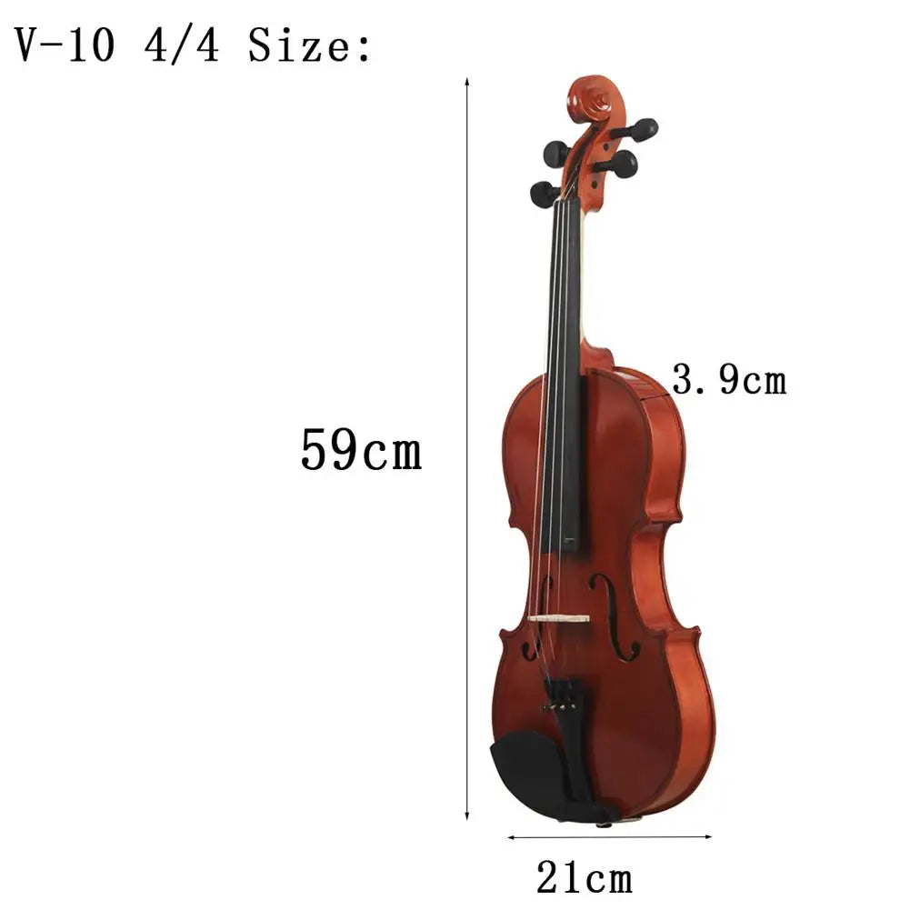 Violin Natural Acoustic Solid Wood Spruce Flame Maple Veneer Violin Fiddle with Cloth Case Rosin Sets