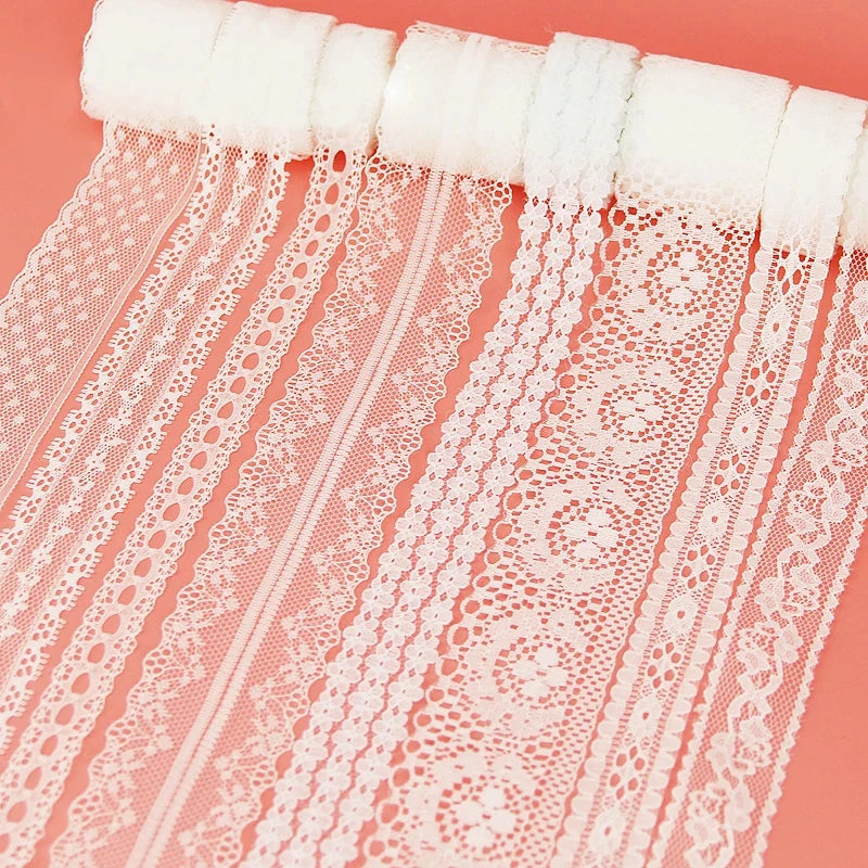 (5 yards/roll) white Lace ribbon fabric Webbing Decoration Lovely gift packing polyester Material