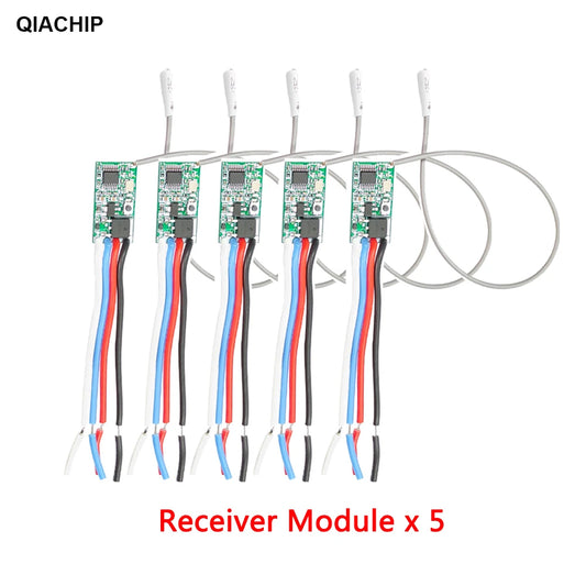 QIACHIP 5 قطع 433.92 ميجا هرتز عالمي لاسلكي تيار مستمر 3.6 فولت - 24 فولت مفتاح تحكم عن بعد 1 قناة RF مستقبل مرحل وحدة تحكم في إضاءة LED مجموعة DIY