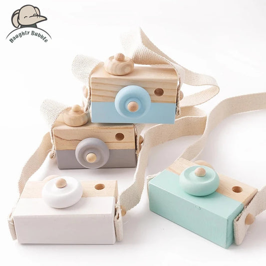 Wooden Fashion Camera Baby Toys Pendant Baby Block Montessori Toys for Children Wooden DIY Presents Nursing Gift Outdoor Toys