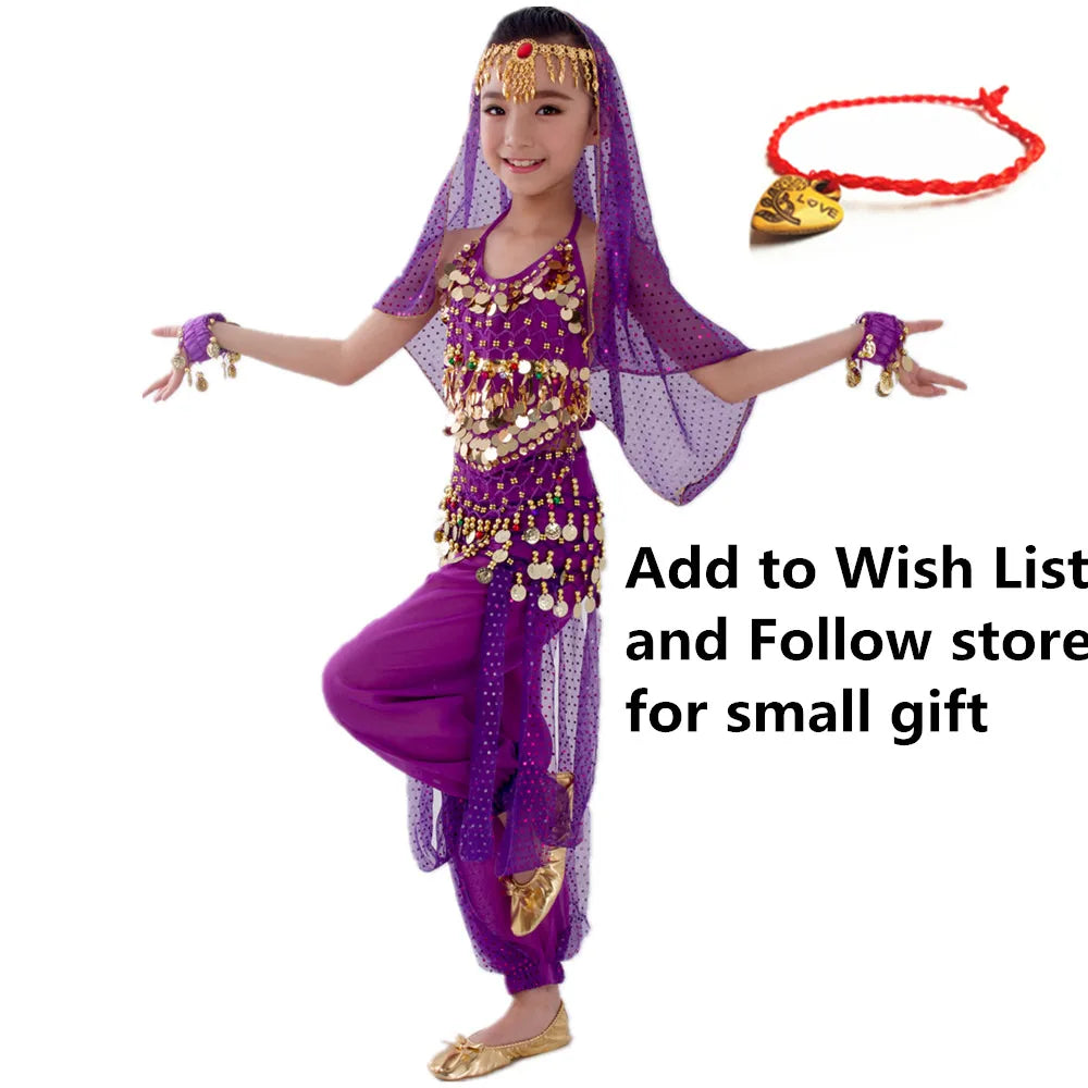 Kids Belly Dance Costumes Set Oriental Dance Girls Belly Dancing India Belly Dance Clothes Bellydance Child Kids Indian 6 Colors