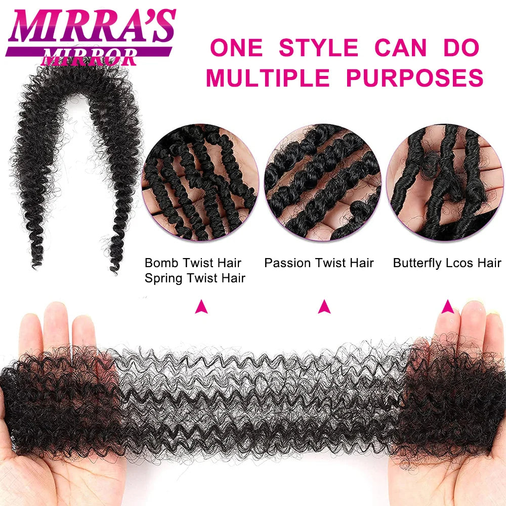 Springy Afro Twist Hair 16/24/28Inch Synthetic Pre-Separated Afro Kinky Twist Crochet Hair Extension For Faux Locs Marley Braids