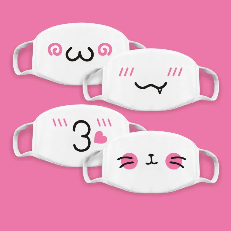 Cotton Kawaii Funny Anime Expression Mouth Face Mask Smile Breathable Masks For Korean Unisex Face Mouth Muffle Mask Accessories