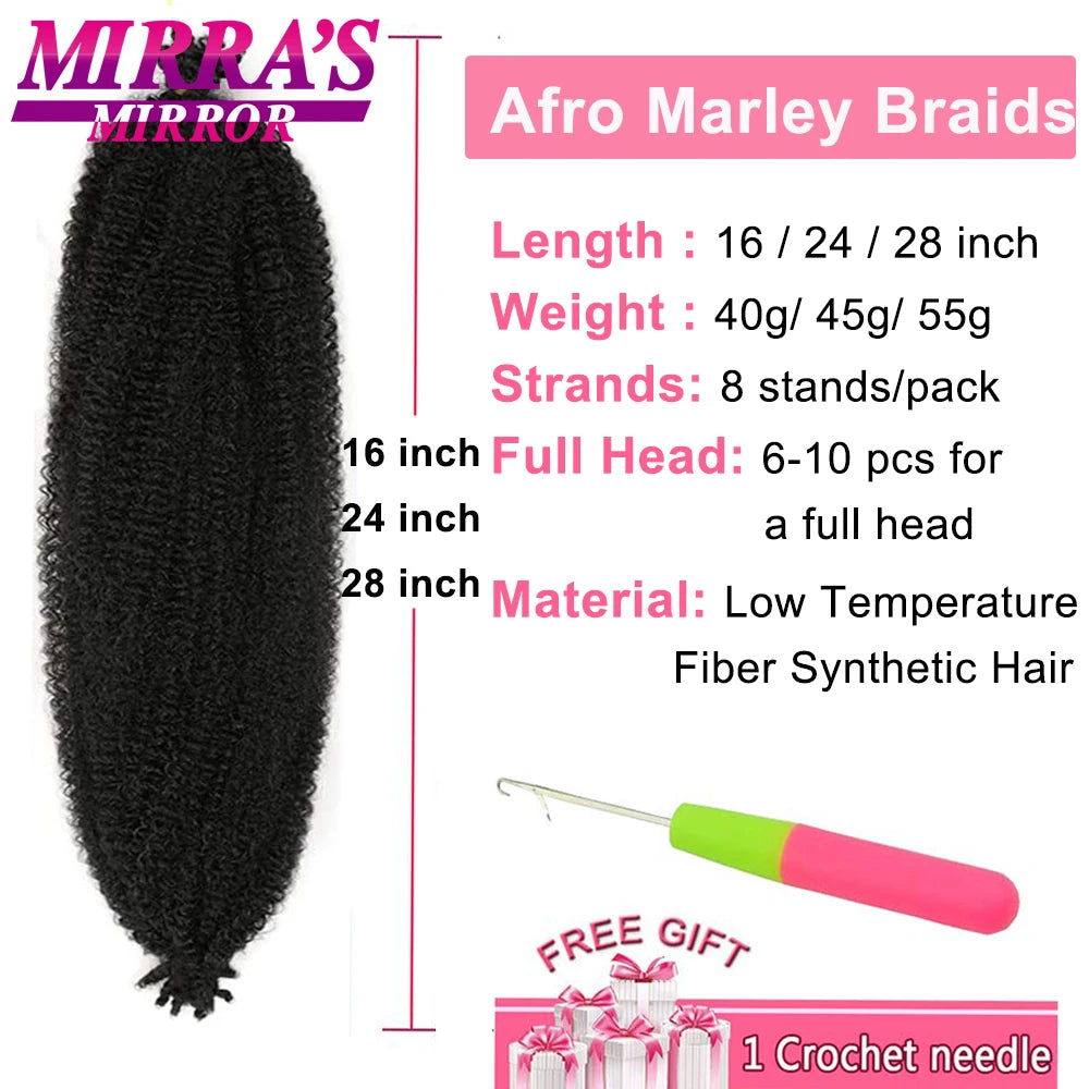 Springy Afro Twist Hair 16/24/28Inch Synthetic Pre-Separated Afro Kinky Twist Crochet Hair Extension For Faux Locs Marley Braids