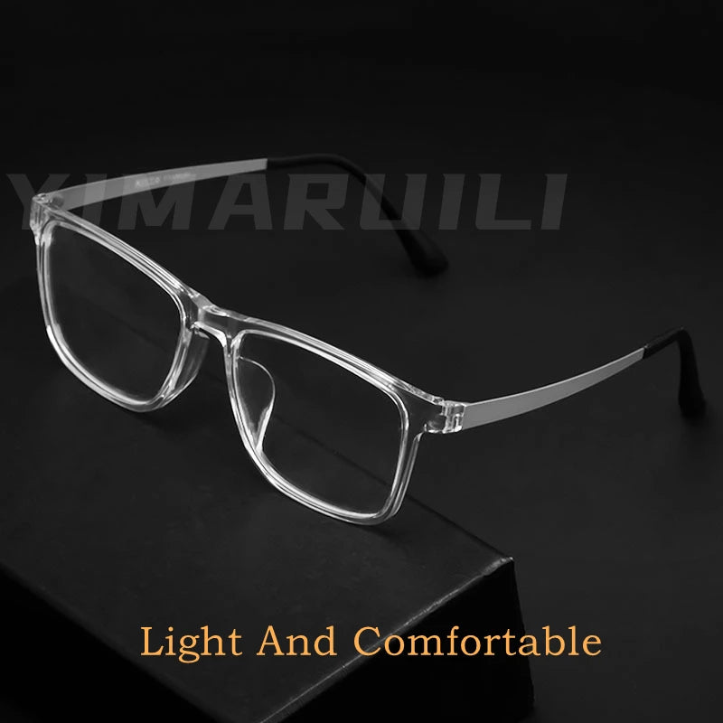 YIMARUILI Ultra Light Fashion Square Comfortable Big Eyeglasses Pure Titanium Optical Prescription Men's Glasses Frames HR3068