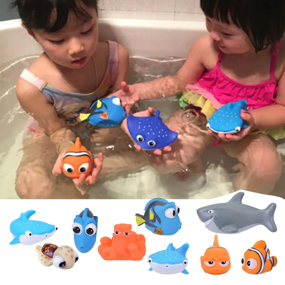 HOT Lovely Baby Bath Toys Water Spraying Squeeze Sounding Debbling Toys Kids Float Water Tub Rubber Bathroom Play Animals