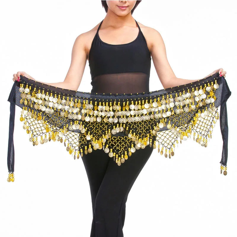 New Style Top Selling Belly Dance Waist Chain Hip Scarf Bellydance Coins Belt Dancing Waist Belt Dancer's Accessories