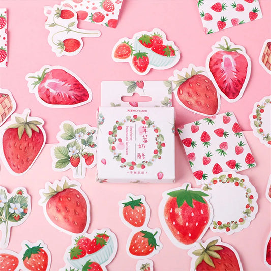 45 Pcs/box Strawberry Cheese Bullet Journal Decorative Stationery Stickers Scrapbooking DIY Diary Album Stick Lable