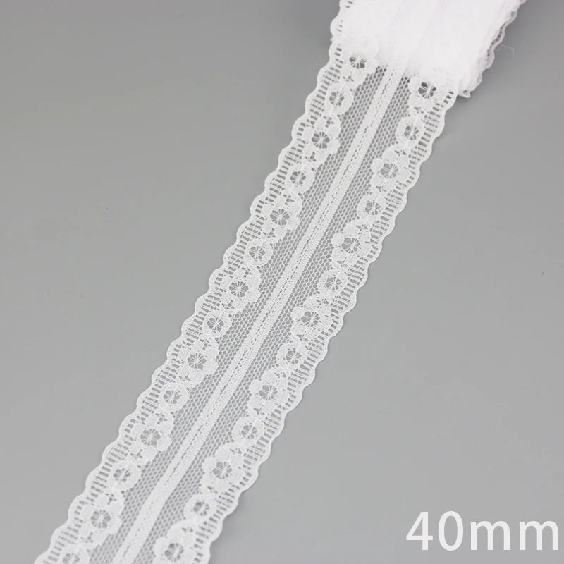 (5 yards/roll) white Lace ribbon fabric Webbing Decoration Lovely gift packing polyester Material