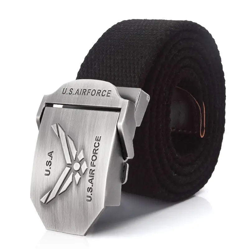 BOKADIAO Men&Women Military Canvas Belt Luxury U.S.AIR FORCE Metal Buckle Jeans Belt Army Tactical Belts for Men Waistband Strap