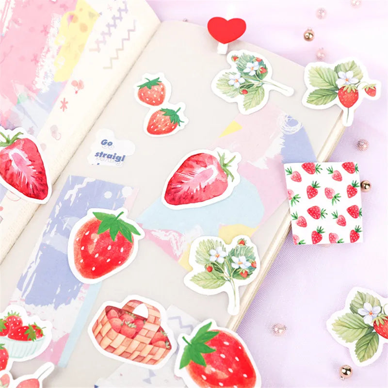 45 Pcs/box Strawberry Cheese Bullet Journal Decorative Stationery Stickers Scrapbooking DIY Diary Album Stick Lable