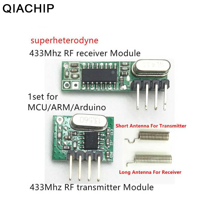 جهاز إرسال واستقبال RF QIACHIP 433 ميجا هرتز وحدة ASK 433 ميجا هرتز مع هوائي لمجموعات Arduino Uno اللاسلكية DIY