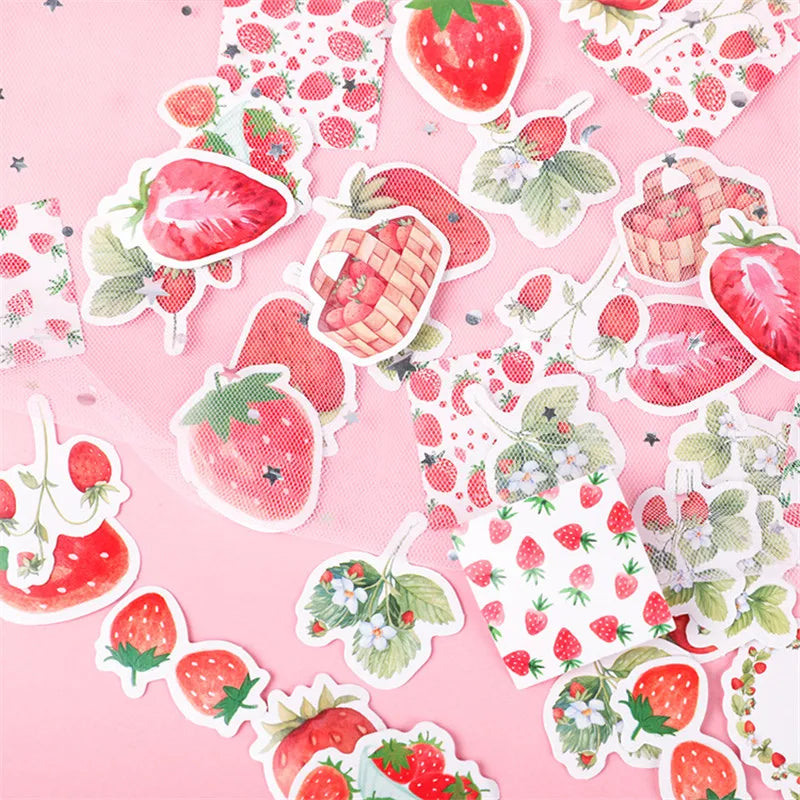 45 Pcs/box Strawberry Cheese Bullet Journal Decorative Stationery Stickers Scrapbooking DIY Diary Album Stick Lable