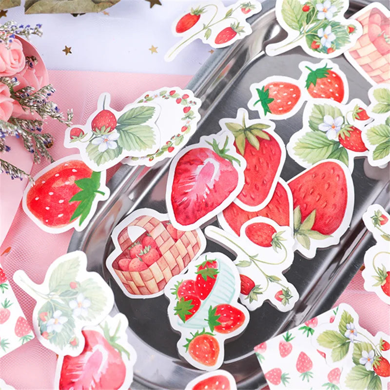 45 Pcs/box Strawberry Cheese Bullet Journal Decorative Stationery Stickers Scrapbooking DIY Diary Album Stick Lable