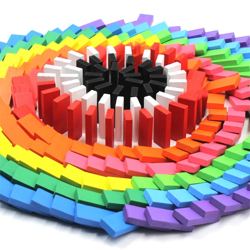 240PCS/set Rainbow Wooden Domino Toy Set Kids Children Baby Dominoes Game Building Blocks Educational Natural Wood Toys Gifts