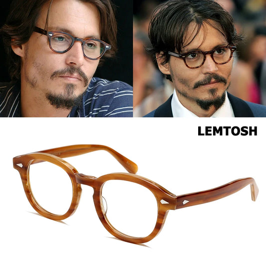 JackJad Top Quality Acetate Frame Johnny Depp Lemtosh Style Eyewear Frame Vintage Round Brand Design Eyeglasses Oculos De Grau