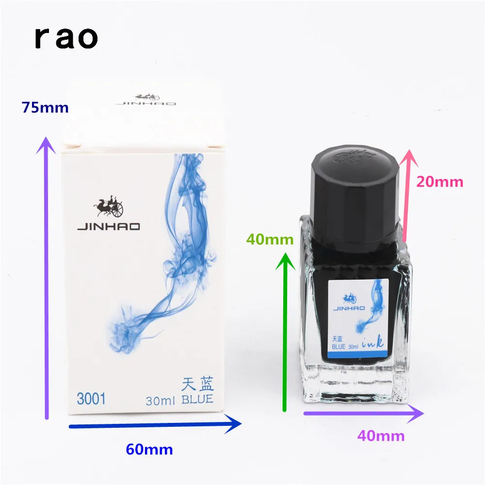 High quality Jinhao 30ml Various colors Glass bottled ink fountain Pen  Ink refill cartridge school office supplies