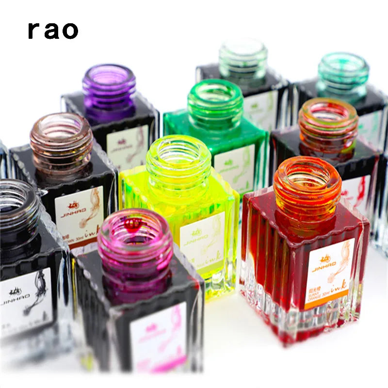 High quality Jinhao 30ml Various colors Glass bottled ink fountain Pen  Ink refill cartridge school office supplies