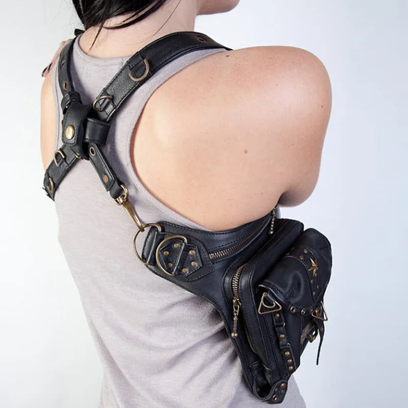 Steampunk Waist Leg Bags Women Men Victorian Style Holster Bag Motorcycle Thigh Hip Belt Packs Messenger Shoulder Bags