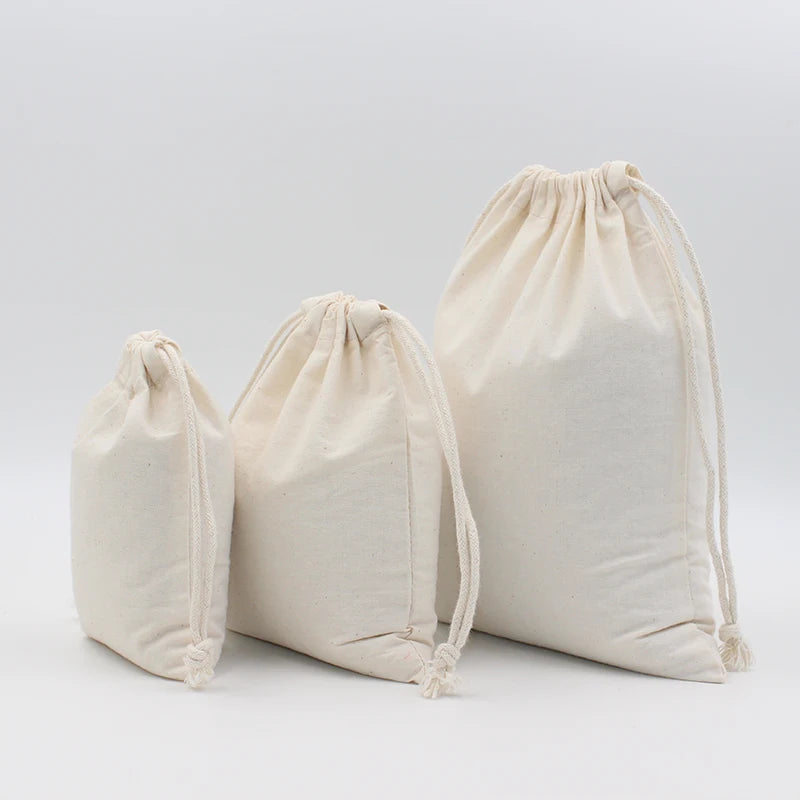 Zhuangshijie Grand Quality Cotton Small Drawstring Pouch Home Large Capacity Storage Bags Big Size Food Bread Portable Sacks