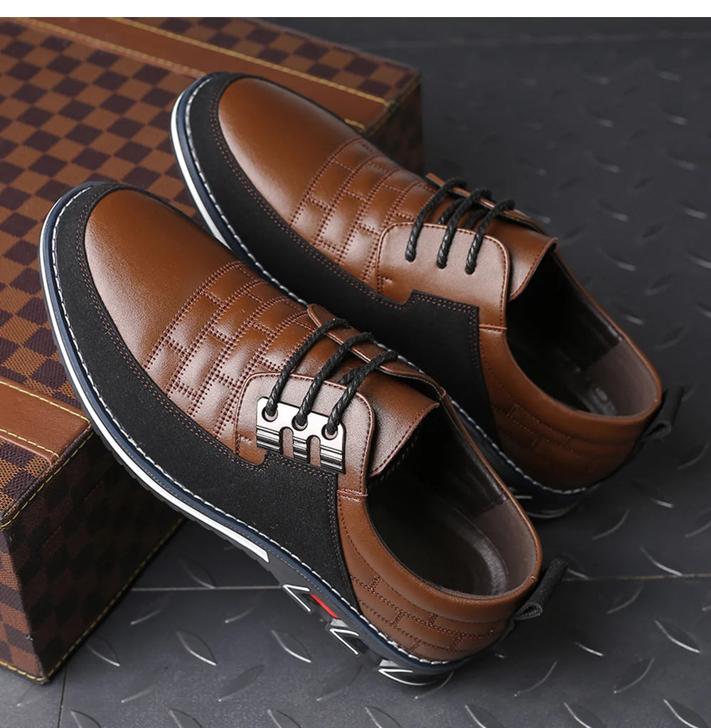 Men Casual Shoes Fashion Brand Classic Casual Men Pu Leather Shoes Black Hot Sale Breathable Business Lace-Up Men Shoes Big Size